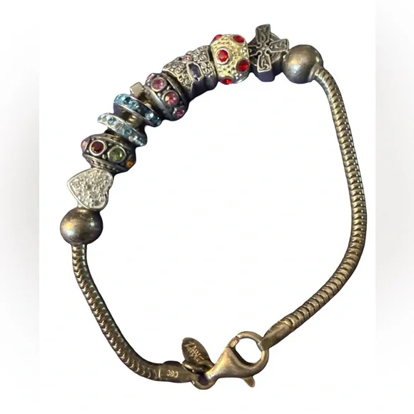 Vintage Unique Sterling Silver 7 3/4” Slider Charm Bracelet Distinct Design - Picture 2 of 5